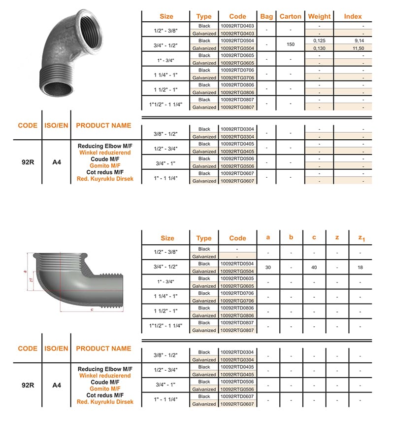 Reducing Elbow M/F